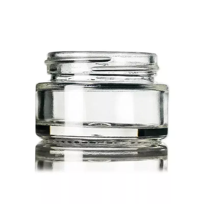 1/2oz 15 mL Clear Glass Low-Profile Jar with Black Lid - (280 - 28,000 Count)