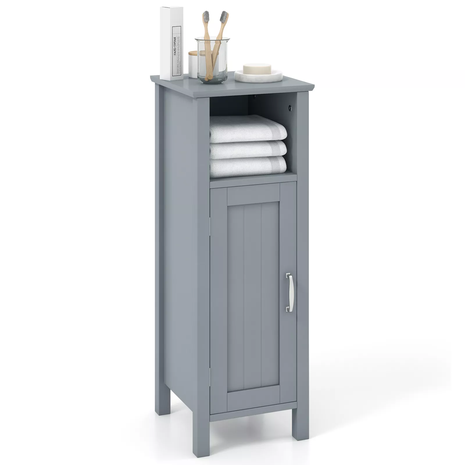 1-Door Freestanding Bathroom Cabinet with Open Shelf
