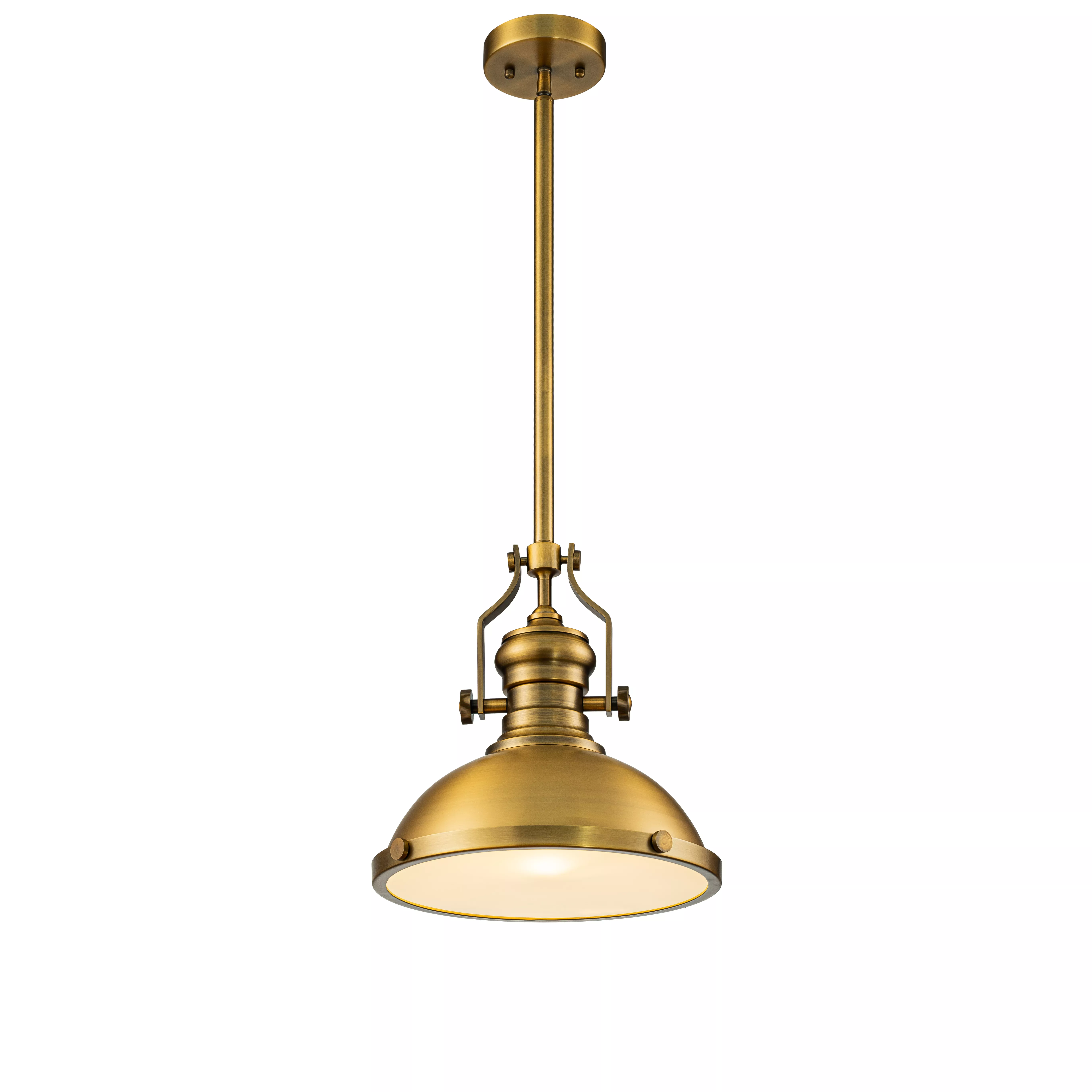 1-Light 13" Modern Industrial Antique Brass Single Dome Pendant Light For Kitchen Island