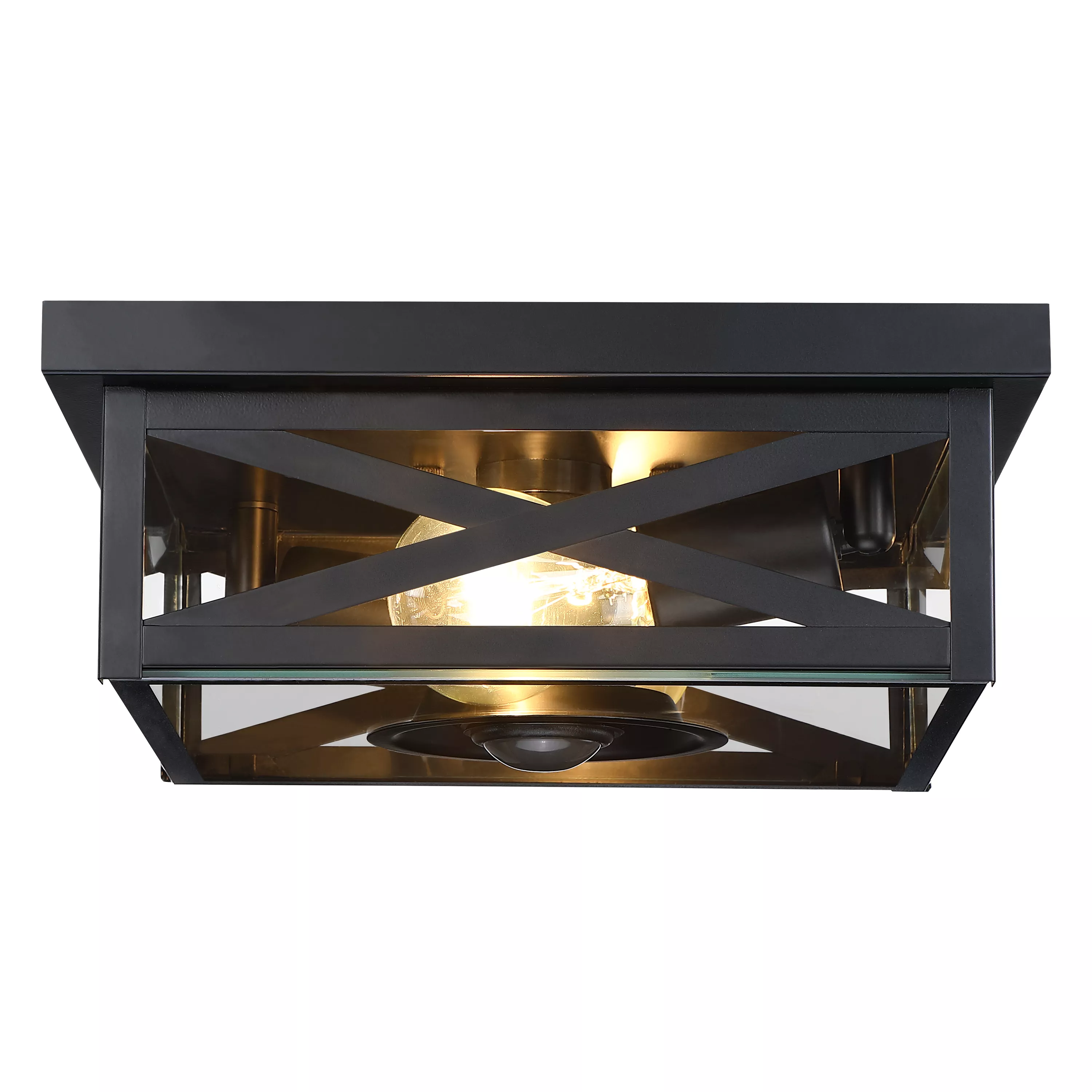 10.63" Modern 2-Light Motion Sensor Outdoor Flush Mount Light