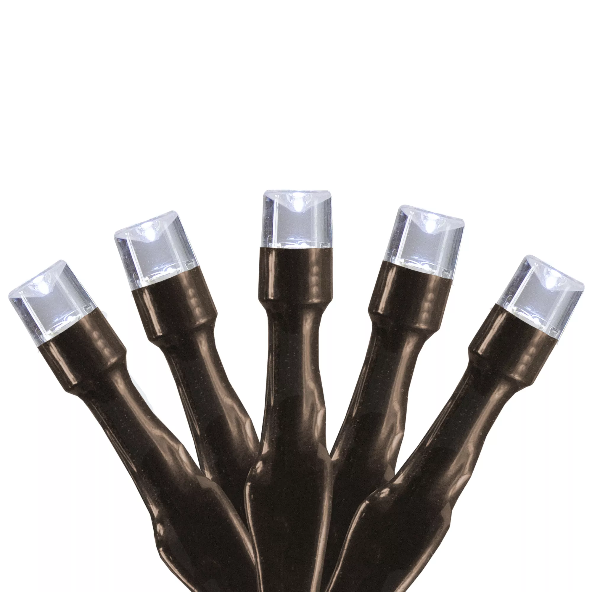 10 B/O Pure White LED Wide Angle Christmas Lights - 3 ft Brown Wire