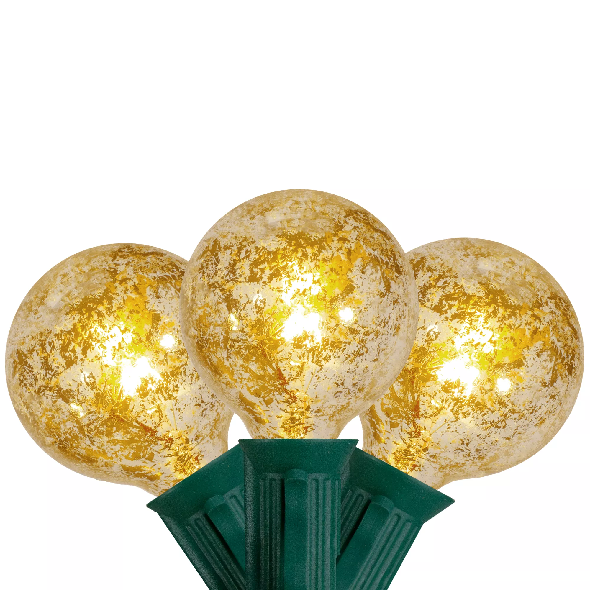 10-Count Clear Mercury Glass G50 Globe Christmas Light Set9ft Green Wire