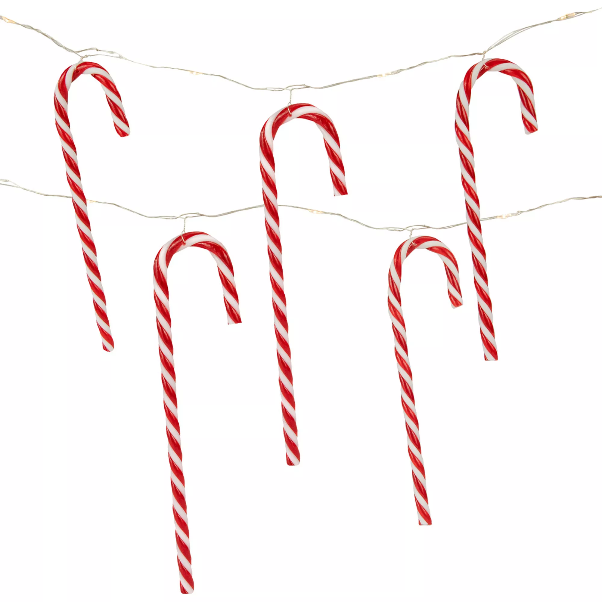 10-Count LED Candy Cane Micro Fairy Christmas Light Set 3ftClear Wire