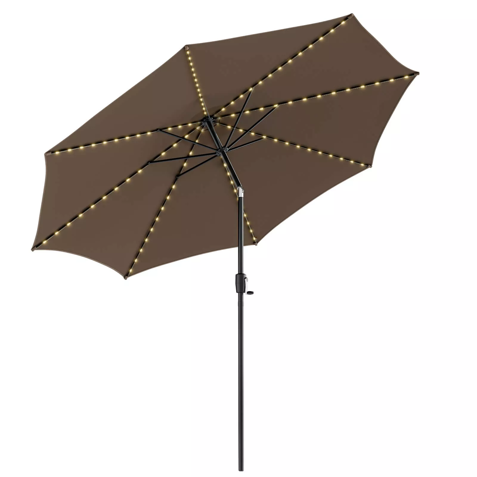 10-Foot Patio Umbrella with 112 Solar LED Lights and Crank Handle