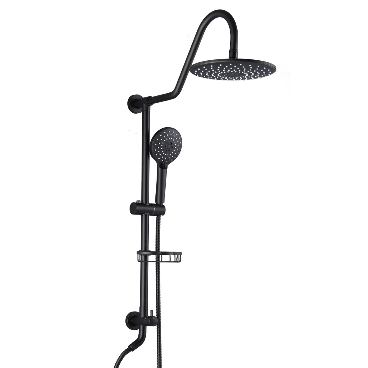 10" Rainfall Shower Head And Handheld Showerhead Combo Shower System With Slide Bar, Matte Black