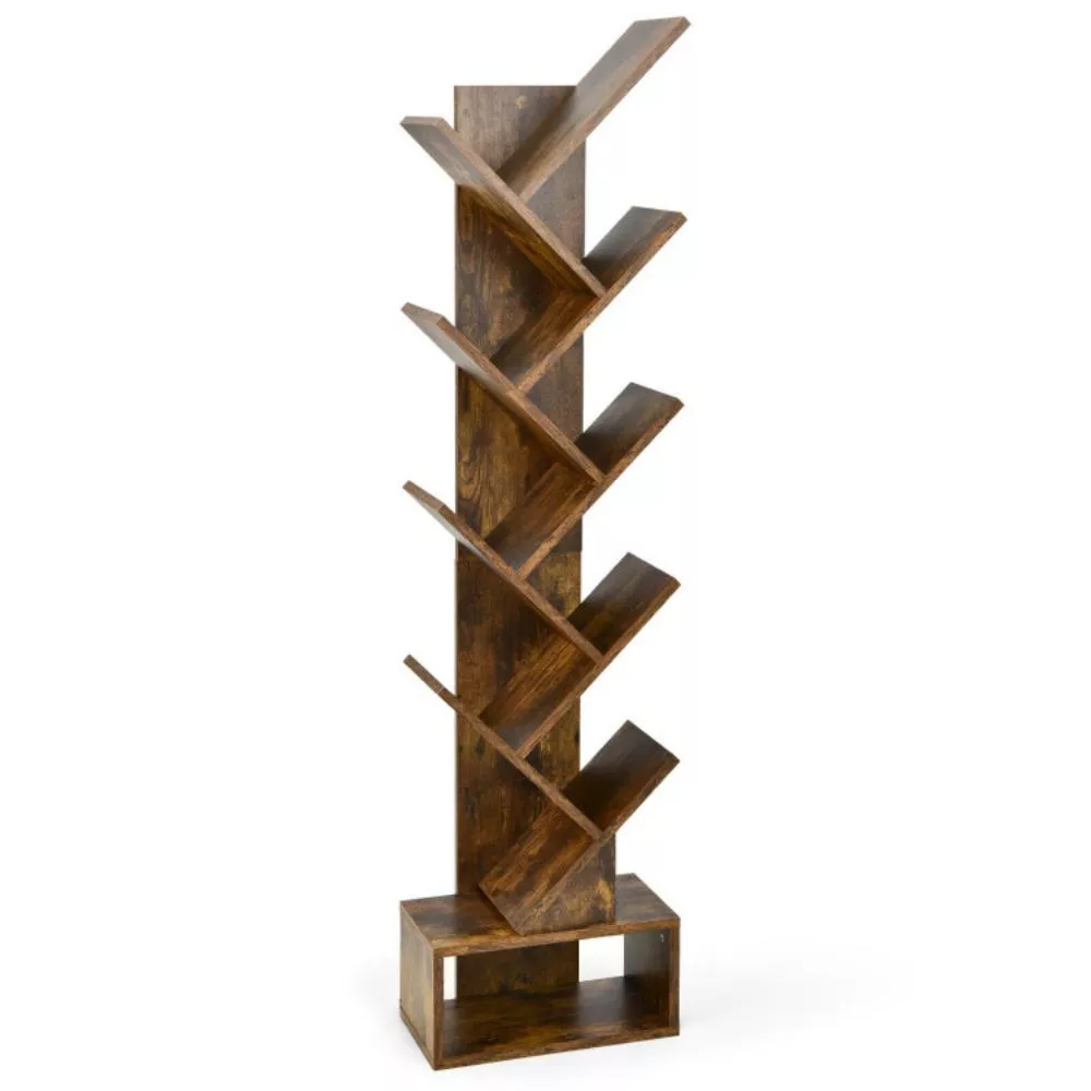 10-Tier Bookshelf with Drawer Free-standing Storage Bookcase