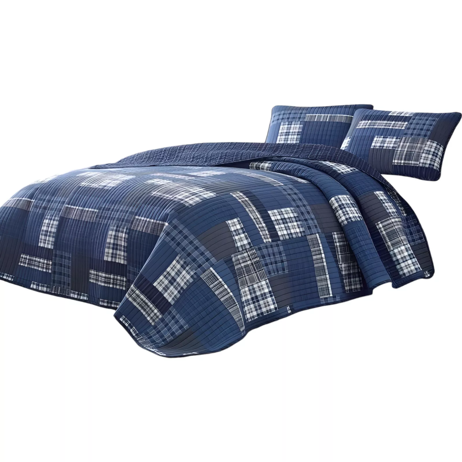 100-Percent Cotton Reversible 3 Piece Patchwork Quilt Set