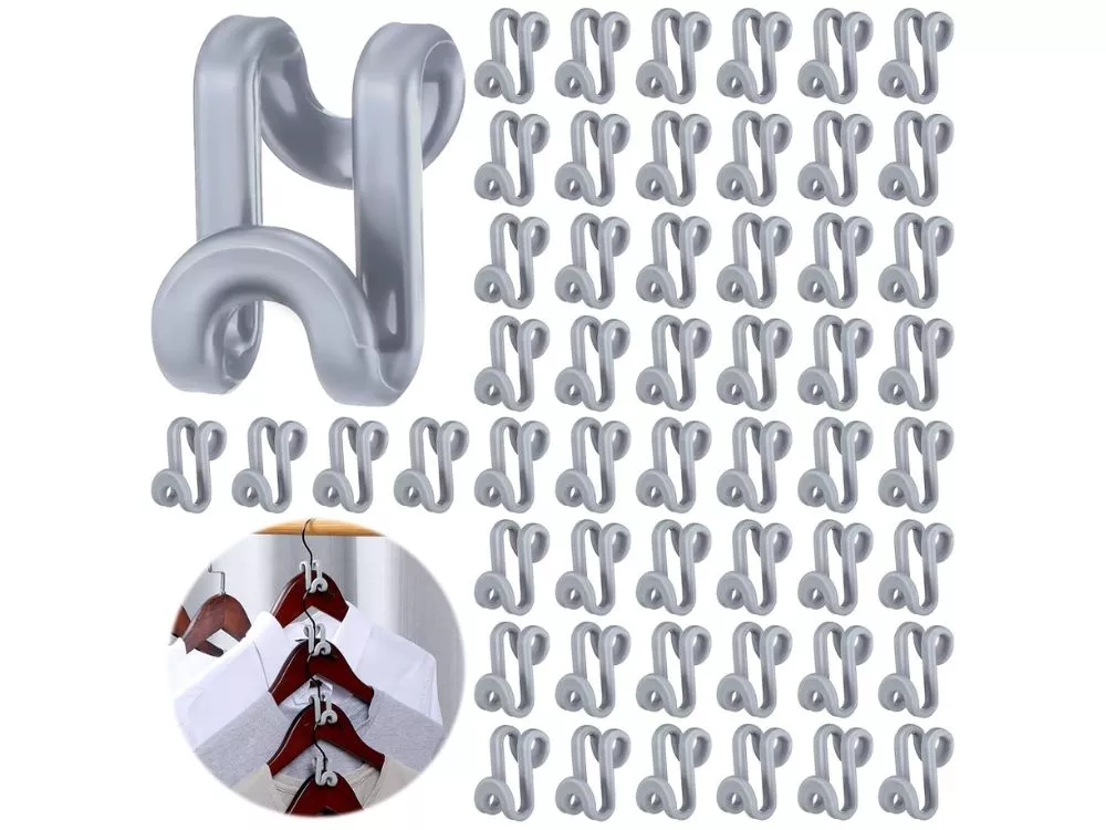 100-Piece Space-Saving Hanger Hooks | Heavy Duty Clothes Hanger Extender Clips