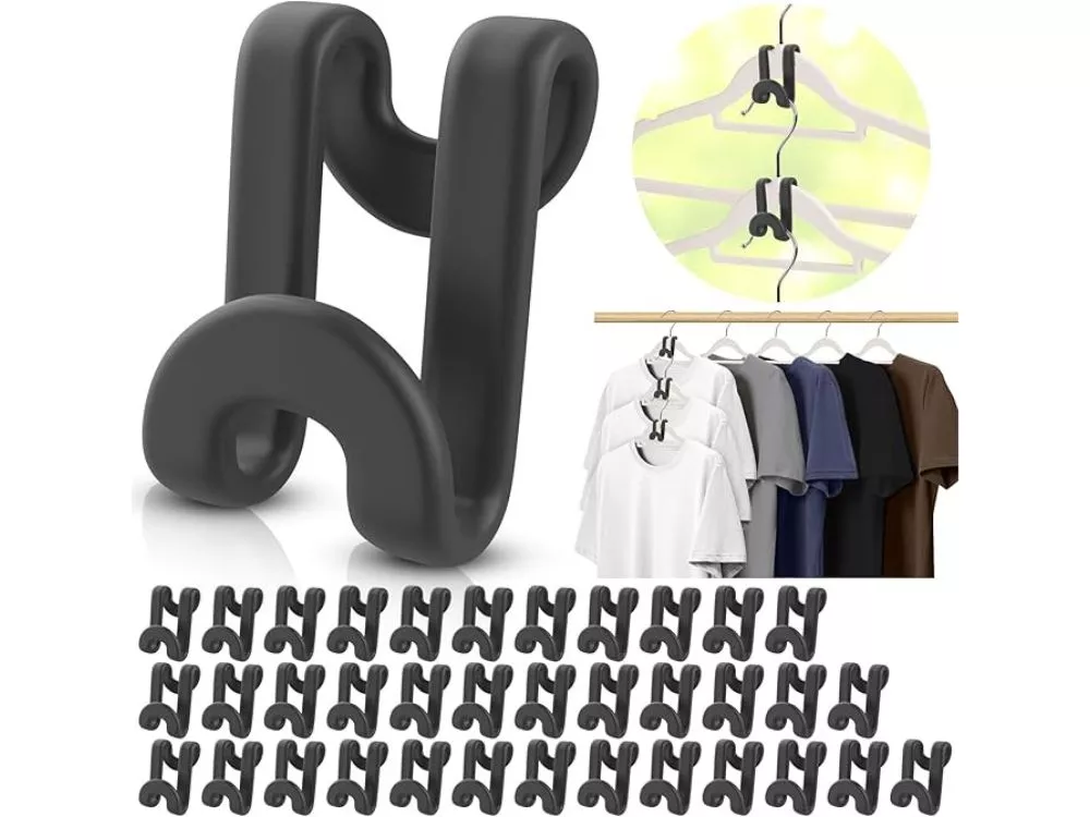 100Pcs Space Saving Hanger Hooks, Plastic Clothes Hanger Connector Hooks, Heavy