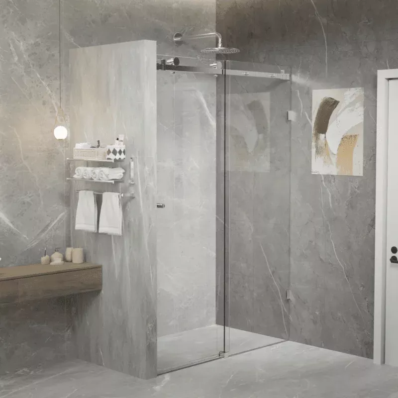 10mm Frameless Shower Screen with Sliding Door - Polished Chrome
