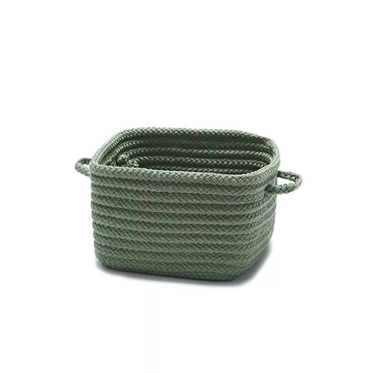 10x10x7 Square Storage Baskets Moss Green Shelf Organizer - Colonial Mills