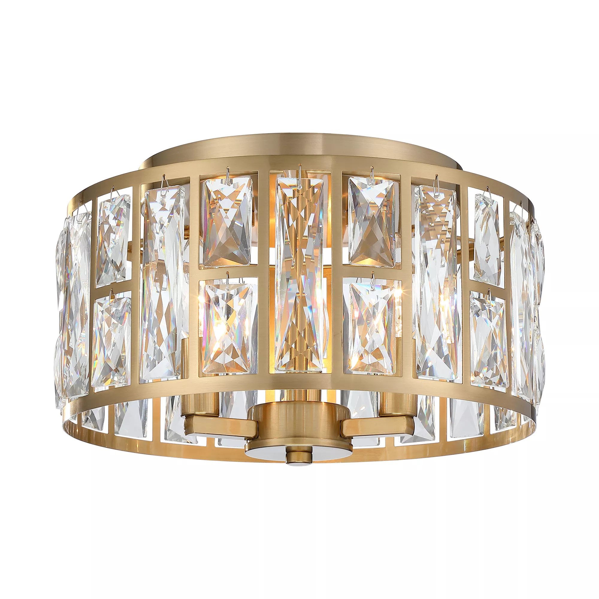 11.89 in Modern Glam 3-Light Dimmable Crystal Flush Mount Ceiling Light