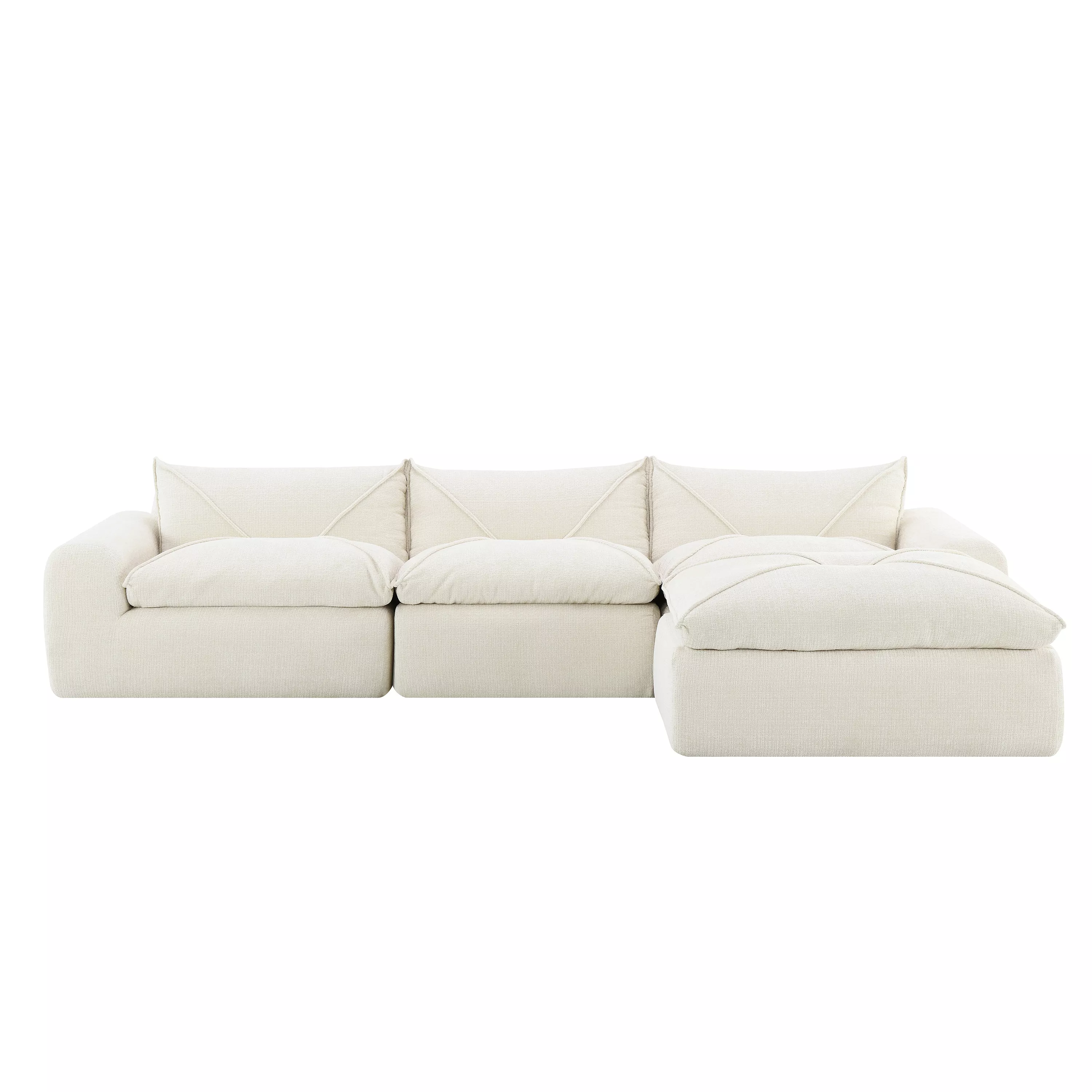 116" Fully Compressed Sofa with High Density Foam, Integrated Backrest Seat Cushion, Decorative Edging