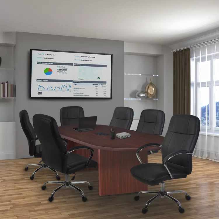120 Mahogany Racetrack Conference Table with Power Data Grommet - Regency Seating