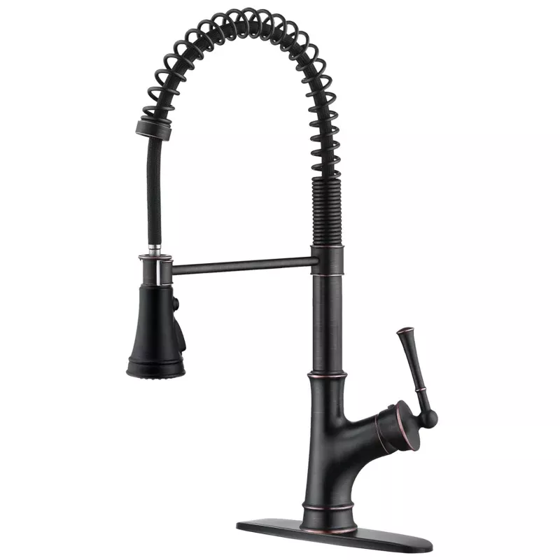 138ORB Commercial Spring Kitchen Faucet Oil Rubbed Bronze with Pull Down Spray Head