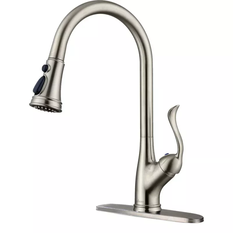 148BN Single Handle Single Hole Kitchen Faucet Brushed Nickel with Pull Down Sprayer