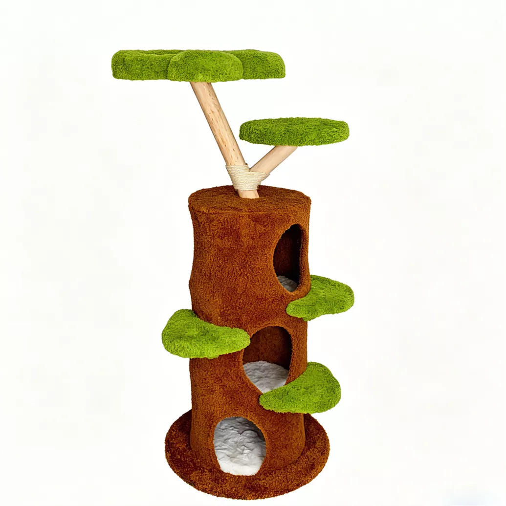 148CM Tall Wooden Cat Tree Tower Condo for Large Cats Activity with Steps &Posts