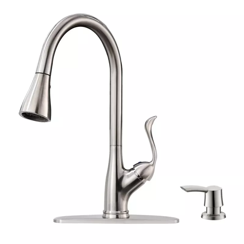 149BN Pull Down Kitchen Faucet Brushed Nickel with Soap Dispenser