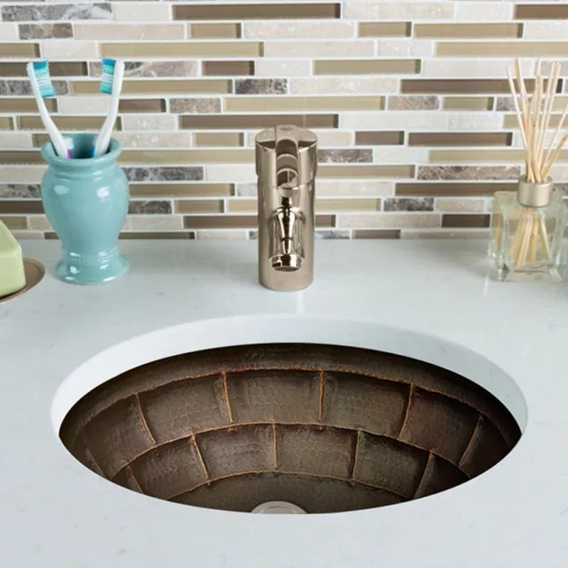 15" Tortuga Hammered Copper Undermount Bath Sink