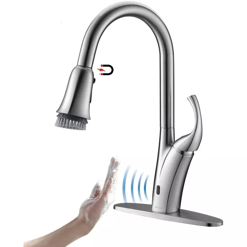 150TL-BN Touchless Kitchen Faucet Brushed Nickel Motion Sensor Activated Hands-free with Brush