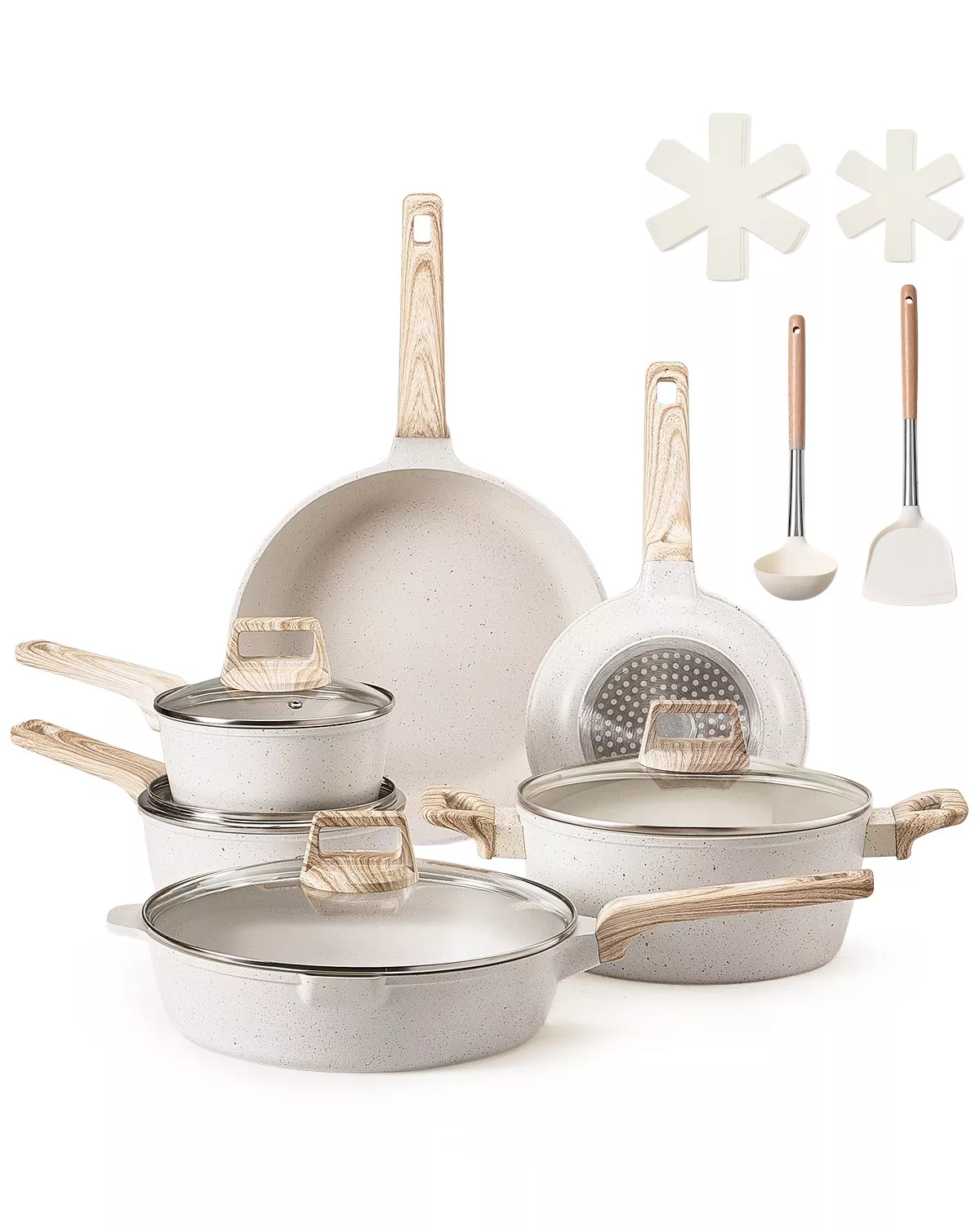 17-Piece Induction-Compatible Granite Nonstick Kitchen Cookware