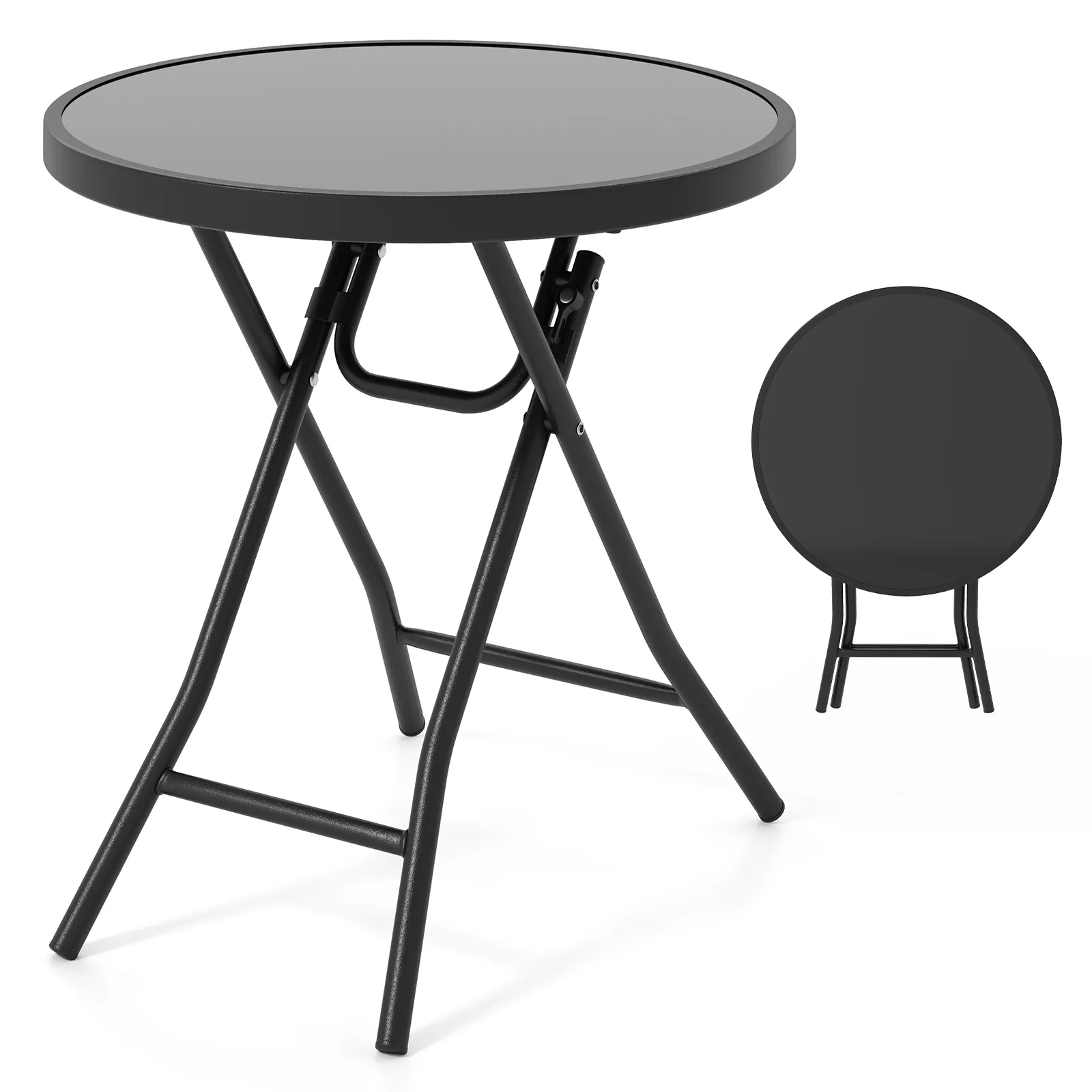 18 Inch Folding Side Table Patio Round Compact Side Table