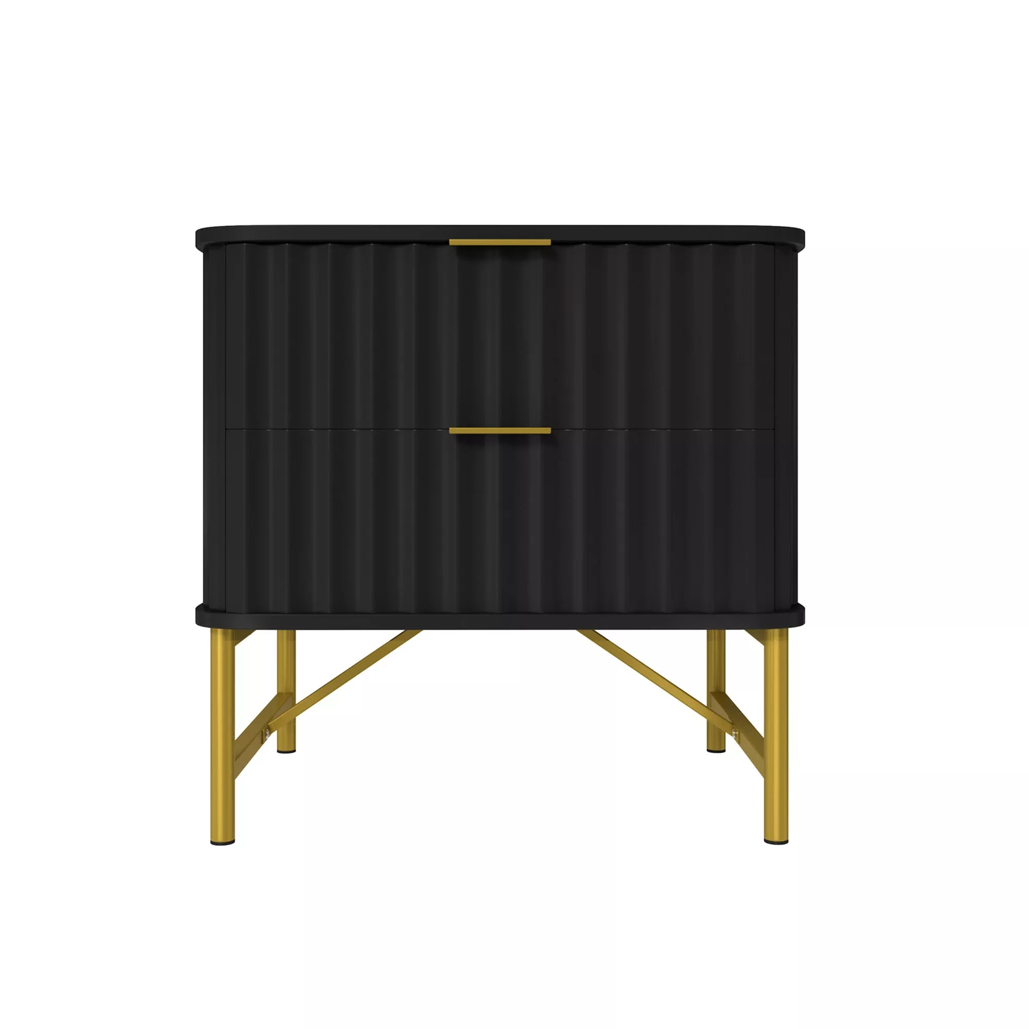 2-Drawer Nightstand with Metal Base