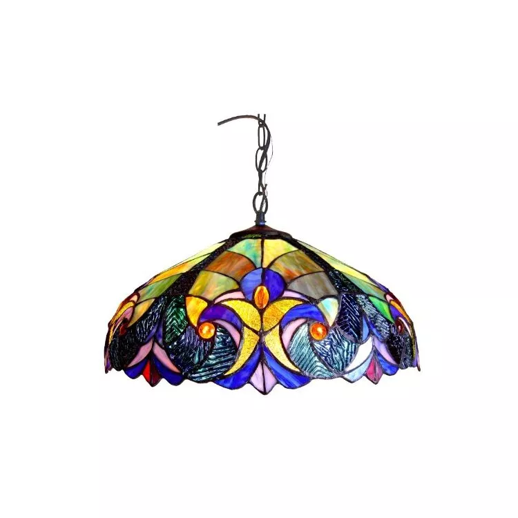 2 Light Victorian Ceiling Pendent with 18 Tiffany - Style Shade - Chloe Lighting