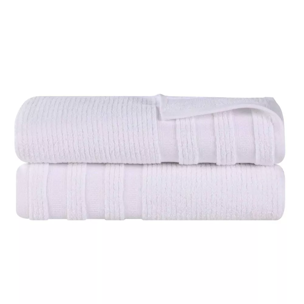 2-Piece Cotton Bath Sheets – Plush, Absorbent & Ribbed Geometric Pattern