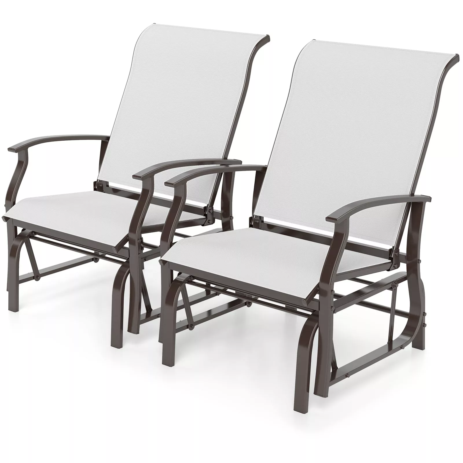 2-Piece Patio Glider Chairs with Ergonomic Backrest and Seat