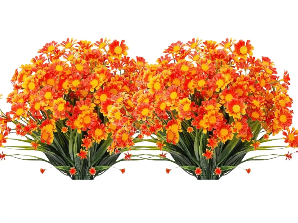 20 Bundle Orange Artificial Outdoor Plants UV Resistant Home Decor