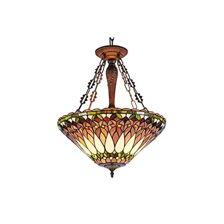 20 Inverted Ceiling Pendant 3 Light Tiffany Style Shade - Chloe Lighting