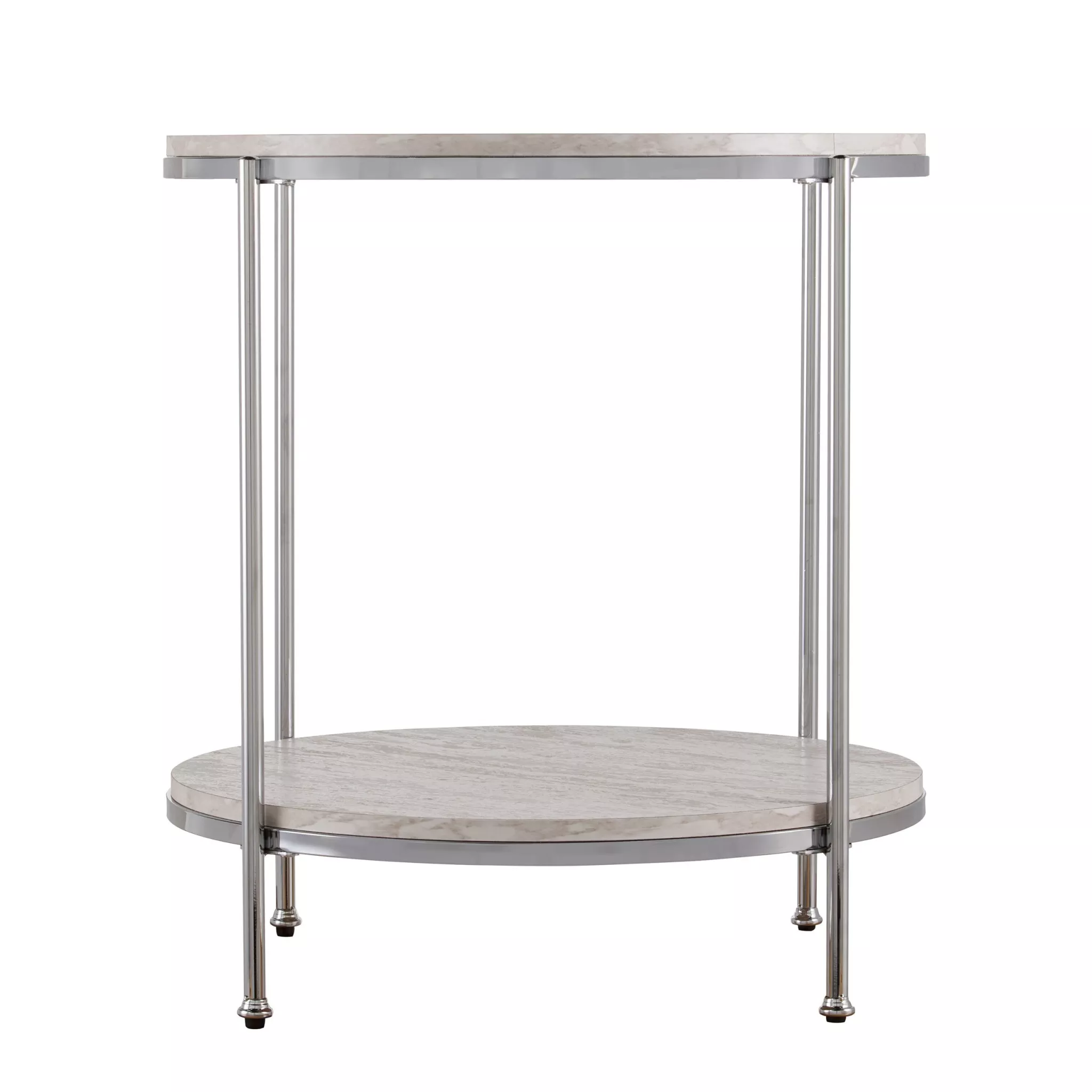 24"" Chrome Manufactured Wood And Iron Rectangular End Table With Shelf