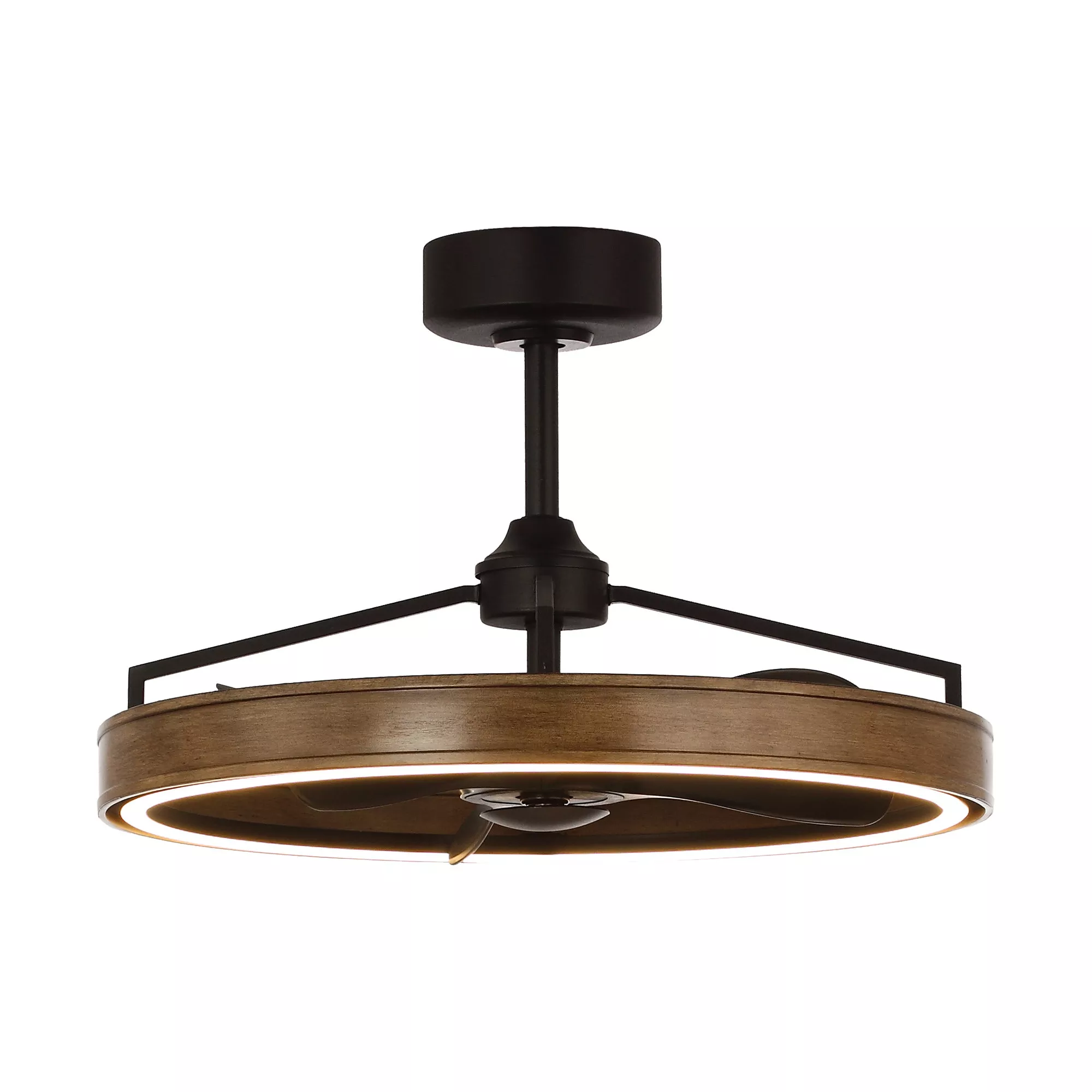 27" Farmhouse Brown LED Ceiling Fan with Remote Control