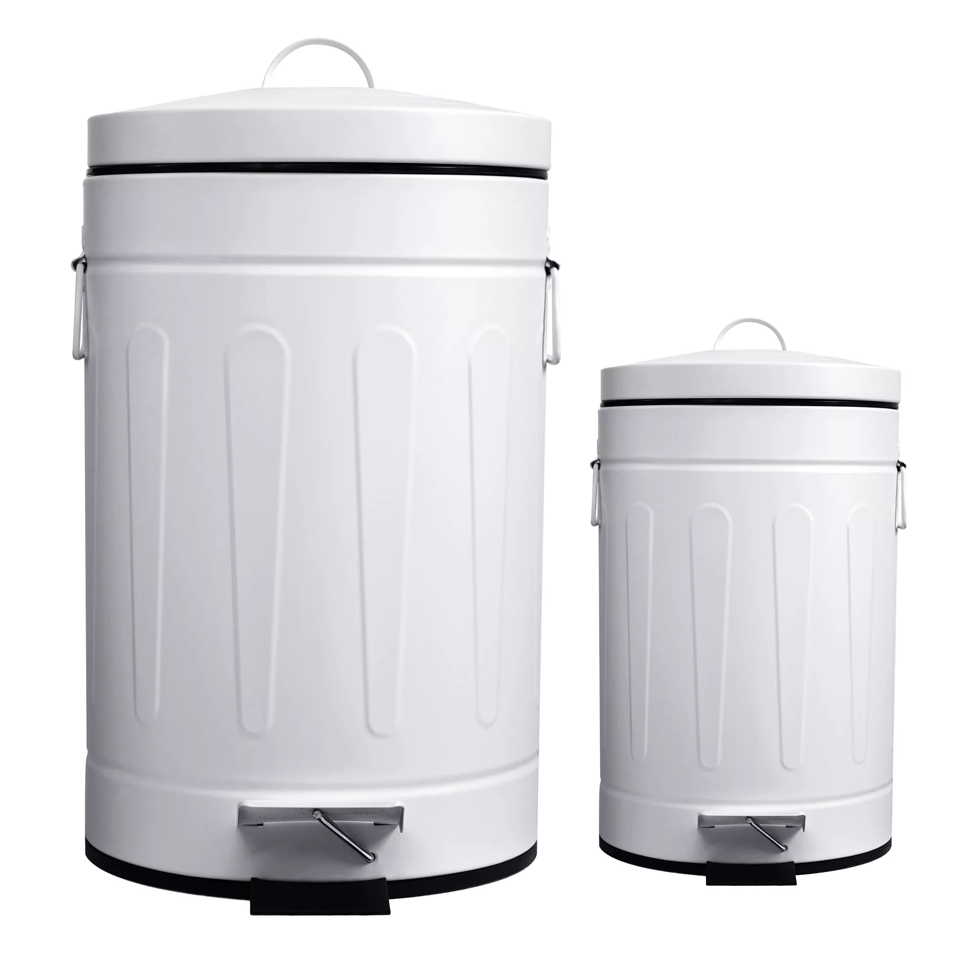 3+12 Liter New York Style Round Trash Can Combo White