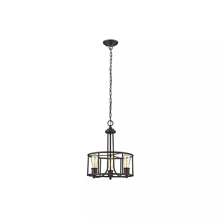 3 Light Rubbed Bronze Transitional Ceiling Pendant Fixture 15 Wide - Chloe Lighting