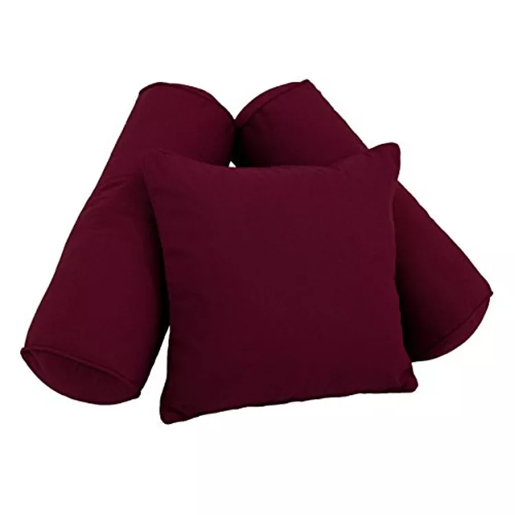 3 Piece Twill Solid Corded Throw Pillow Set with Bolsters and Insert - Blazing Needles