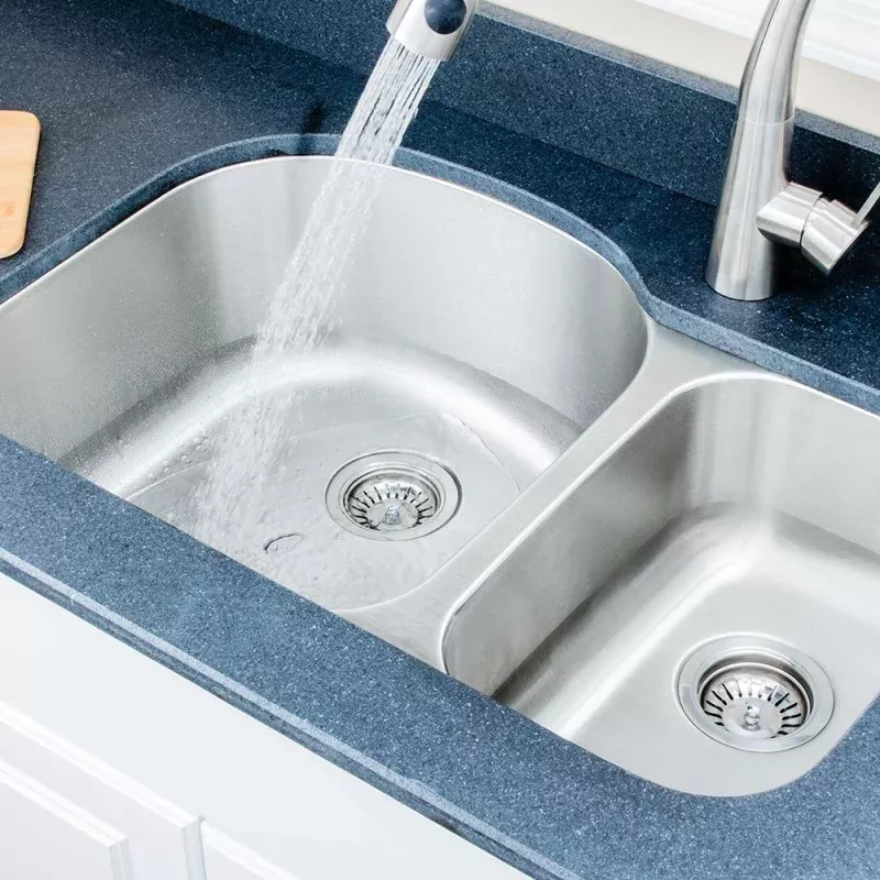 32" Eustis Stainless Steel 70/30 Offset Double-Bowl Undermount Sink