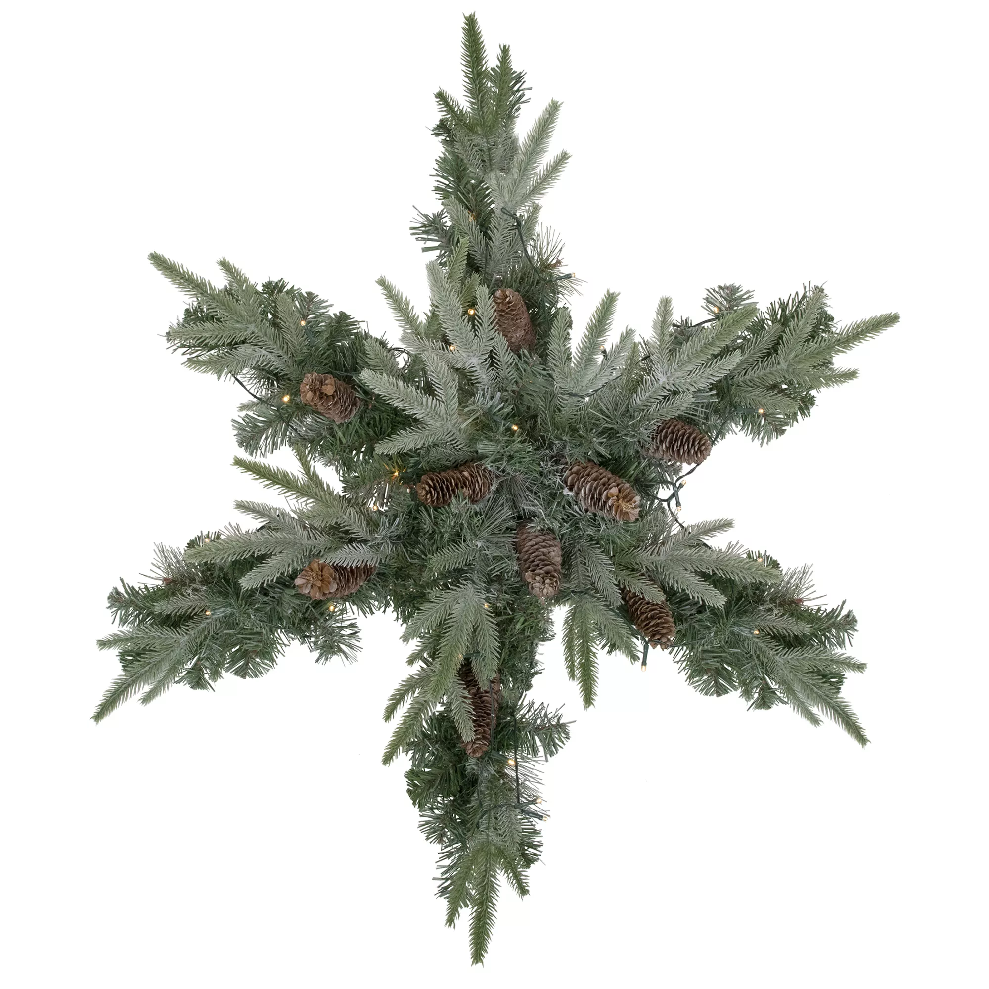 32" Pre-Lit Artificial Mixed Pine and Pine Cone Christmas Snowflake Wreath