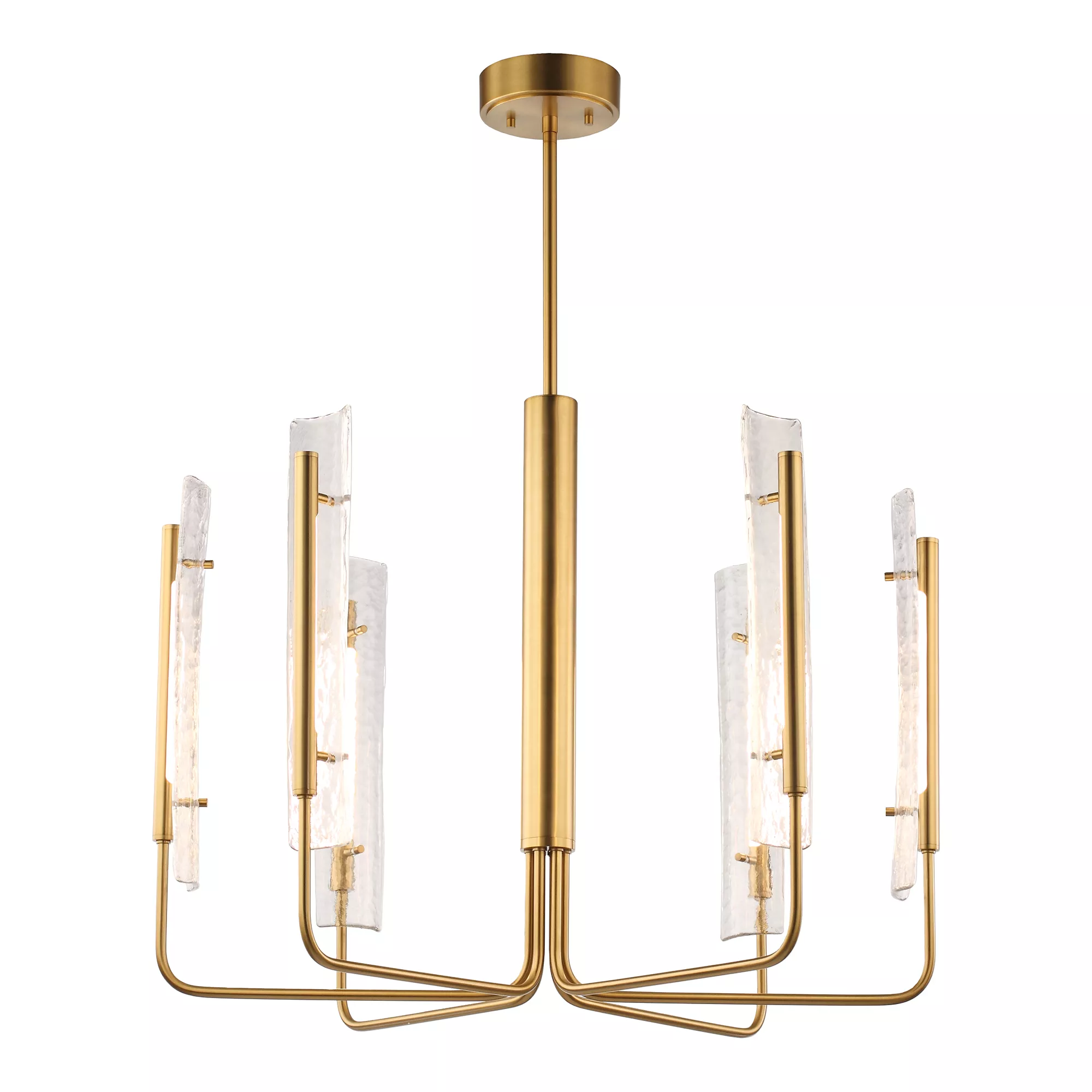 33.7 in. 6-Light Gold Ceiling Light with Glass Shade