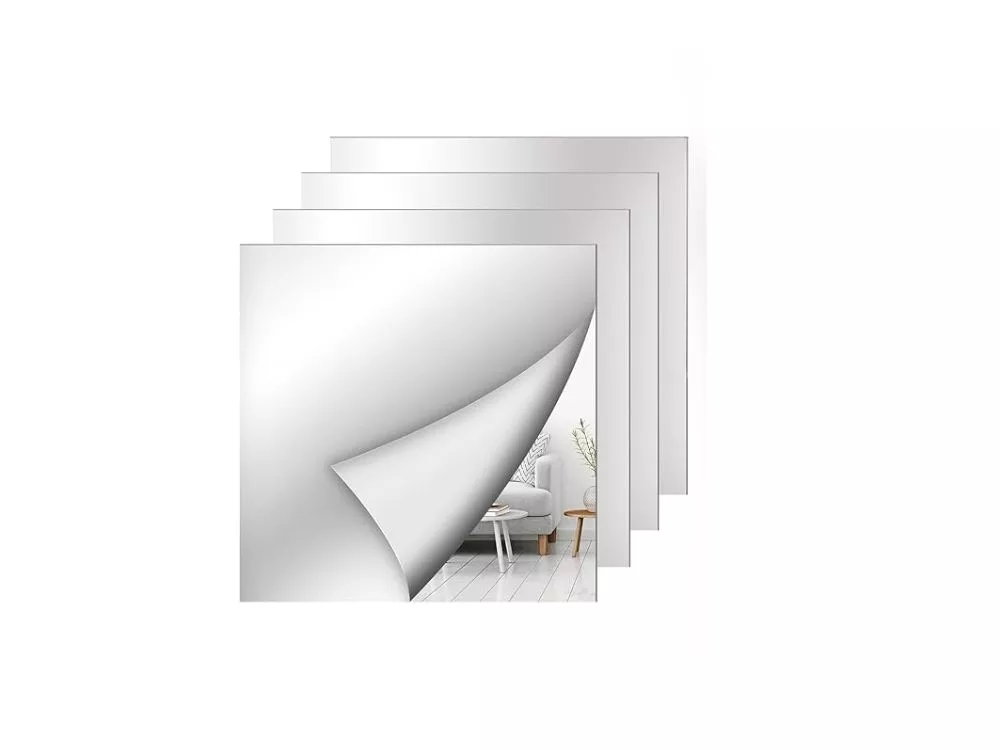 "4-Pack 12"x12" Acrylic Wall Mirror TilesShatterproof Full-Length Mirrors for Bedroom & Home Gym