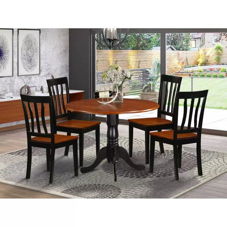 4-Seat Kitchen Table Set - Dropleaf Dining Table & Chairs