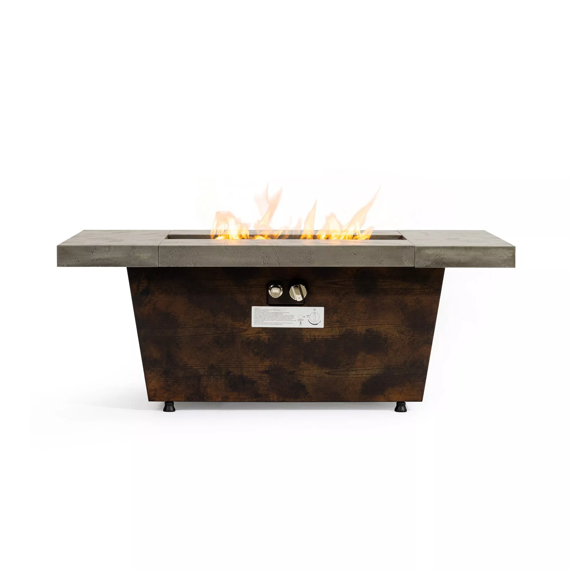 42 Inch Gas Fire Pit Table, Rectangle Fire Pit Table with Cement-Imitating Texture Effect Design, 50000BTU Outdoor Firepit Table for Patio Heating