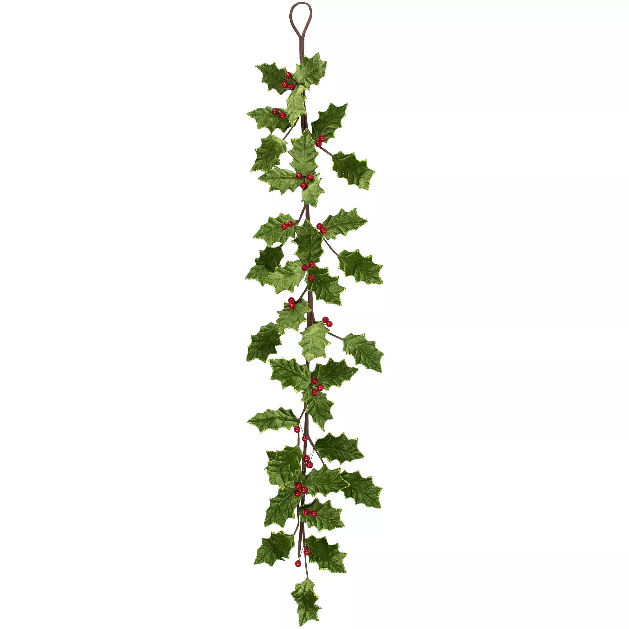 43" Green & Red Glittered Mistletoe Christmas Garland