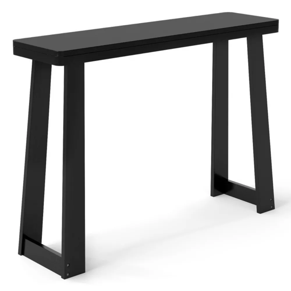 43 Inch Solid Rubber Wood Console Table, Narrow Entryway Table with Thick Top