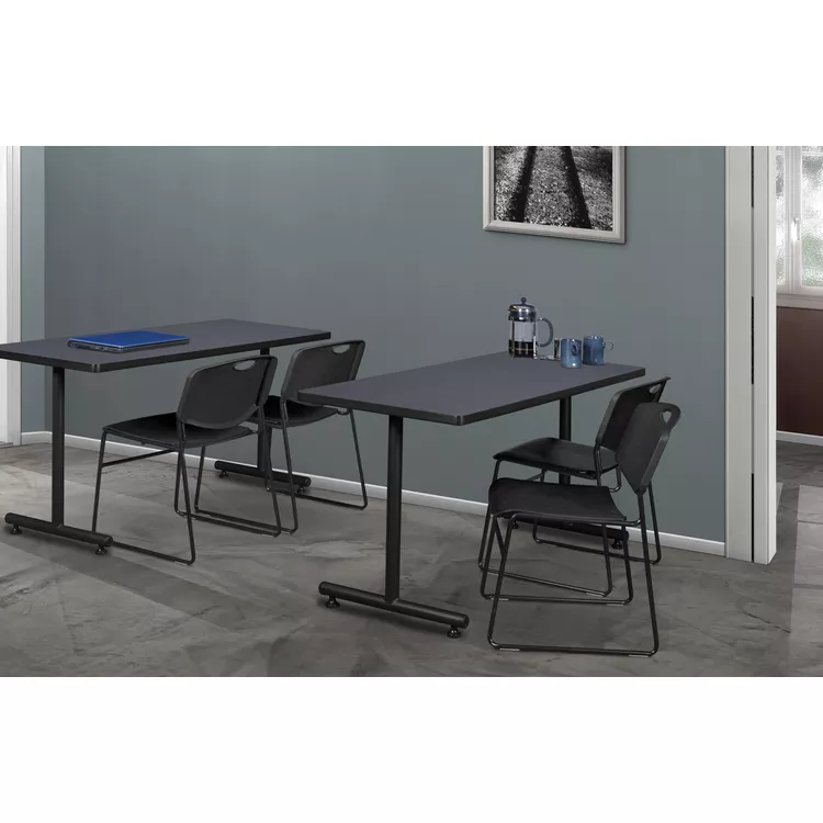 48 x 24 Training Table & 2 Stack Chairs - Grey & Black - Regency Seating