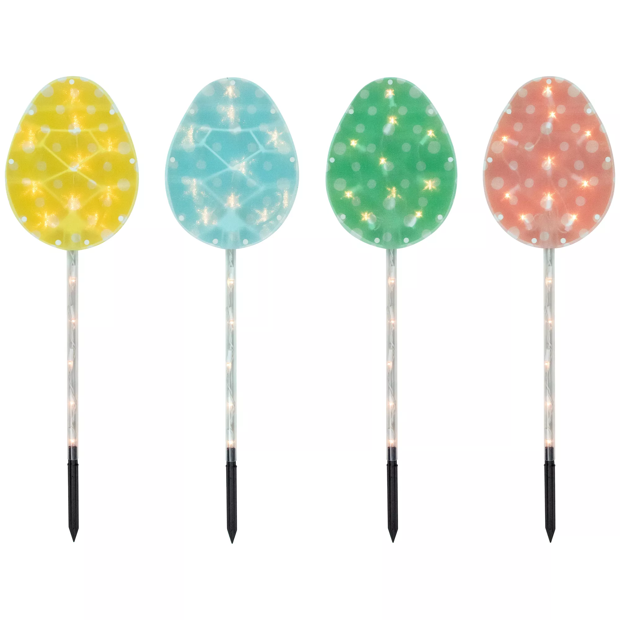 4ct Pastel Easter Egg Pathway Marker Lawn StakesClear Lights