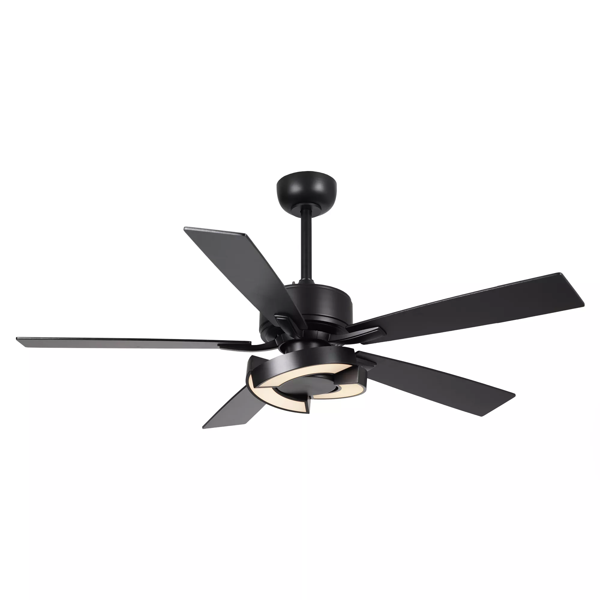 52" Matte Black Modern Reversible Ceiling Fan with Light and Remote
