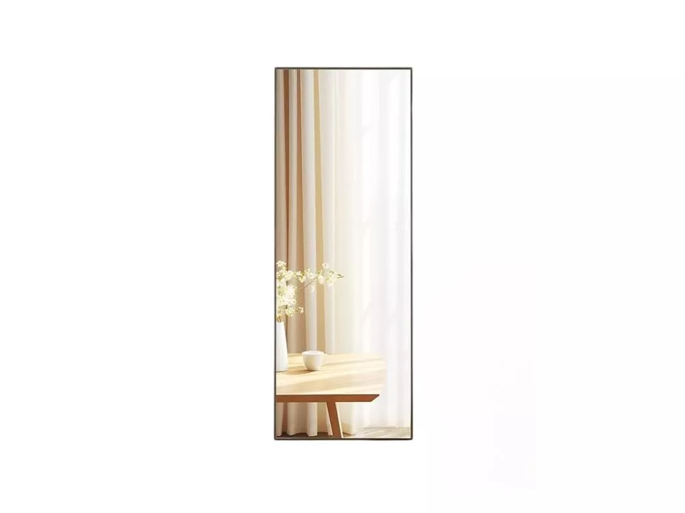 "56"x21" Full Length MirrorBlack Aluminum FrameShatterVue Tempered GlassWall-Mounted or Freestanding