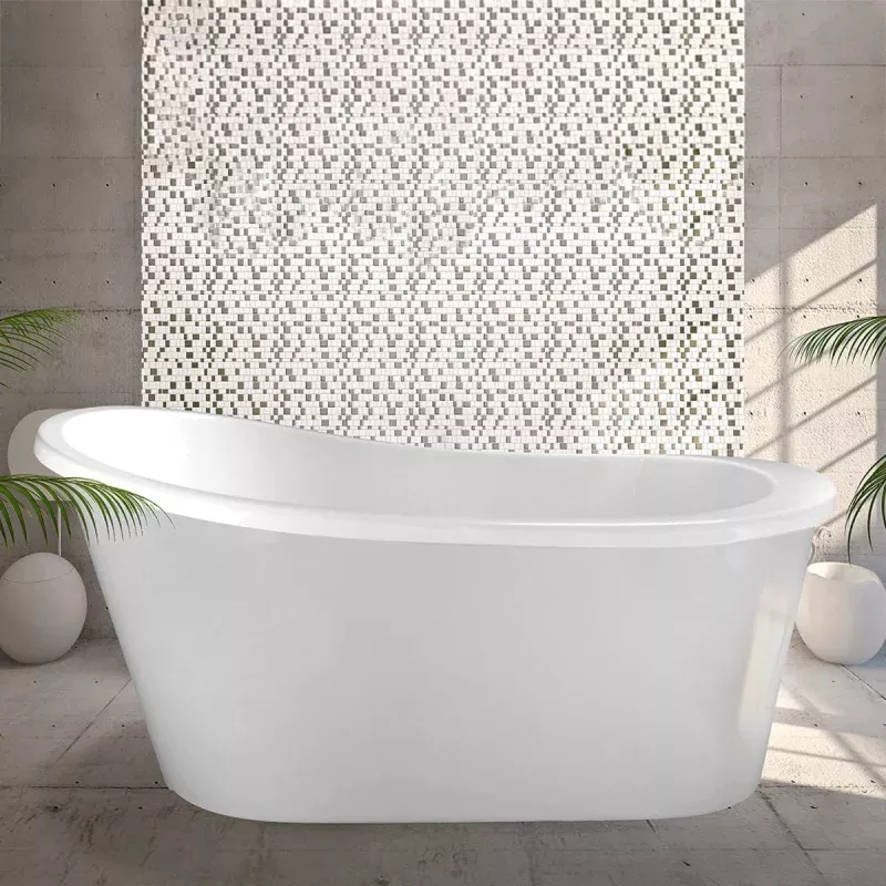 59" Cascade Acrylic Slipper Freestanding Massage Tub